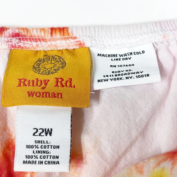 Ruby Rd Womens Plus Size 22W Skirt Tie Dye Ruby Jewel Midi Pink Yellow 1032 - Picture 11 of 11